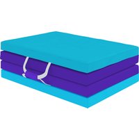 SPORTNOW Tapis de Gymnastique Pliable de 5 cm d'Épaisseur avec Poignées de Transport et Sac pour Yoga Aérobie Bleu