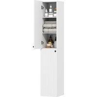 HOMCOM Armoire de salle de bain murale, surface laquée, 6 étagères, MDF, Blanc
