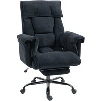 HOMCOM Chaise de Bureau Inclinable avec Repose-Pieds, Dossier Haut, Hauteur Réglable et Roulettes, Noir