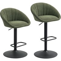 HOMCOM Set of Two Relaxed Tub Bar Stools - Dark Green