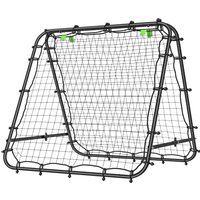 HOMCOM Filet de rebond double face 91 x 91 cm filet de rebond football pliable réglable dans 5 angles structure en acier noir