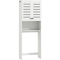 HOMCOM Toilettenregal mit 2 Türen und offenem Regal, Badezimmerschrank aus MDF, Regal über der Toilette, 67x31,5x190 cm, Weiß Aosom