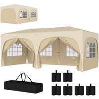 Outsunny Tonnelle pliante 3 x 6m Pop Up, UPF50+ Hauteur ajustable, avec sac de transport et sacs de sable, Sable
