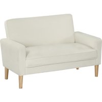 HOMCOM Sofa 2-Sitzer 130 cm Kleine Couch Gepolstert Polstersofa mit Armlehne, Samtoptik, Getuftetes, Modernes Doppelsofa Loungesofa für Wohnzimmer, Schlafzimmer, Kleinen Raum, Cremeweiß Aosom