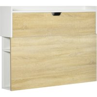 HOMCOM Bureau pliable mural avec étagères de rangement et placard, bureau rabattable, 100 x 18 x 74 cm effet bois naturel