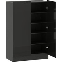 HOMCOM HOMCOM Schuhschrank mit 2 Türen und sanftem Schließmechanismus, Eingangsschuhregal mit verstellbaren Regalen, Belüftungslöchern, für 20 Paare Schuhe, 72x34,5x103 cm, Glanzschwarz Aosom