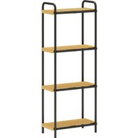 HOMCOM Estante de Casa de Banho de Bambu de 3 Níveis Estante de Armazenamento com 3 Prateleiras Ripas e Estrutura de Aço 41,5x21,5x106 cm Madeira e Pr