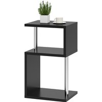 HOMCOM Table d'Appoint avec Lumière LED de 3 Niveaux avec Étagères et Structure en Aluminium pour Salon Chambre à Coucher 44x38x75 cm Noir