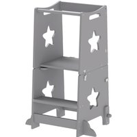 AIYAPLAY Échelle Montessori Convertible en Ensemble Table et Chaises avec Barre de Sécurité, en Bois, 60x44.5x86 cm, Gris