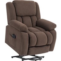 HOMCOM Elektrischer Aufstehsessel mit Massage- und Heizfunktion, elektrischer Relaxsessel mit neigbarer Rückenlehne, USB-Anschlüssen, Fernbedienung, Fußstütze und Seitentasche, Braun Aosom