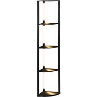 HOMCOM Lampadaire sur pied salon, lampadaire avec étagères d'angle à 4 niveaux, lampe LED dimmable, 41x29,5x163,5cm, noir