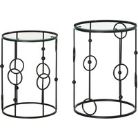 HOMCOM Nesting Round Coffee Table Set of 2 - Black