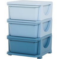 HOMCOM Cassettiera in Plastica Colorata per Cameretta con 3 Cassetti, Arredamento Casa e Asilo 37x37x56.5cm Blu Aosom