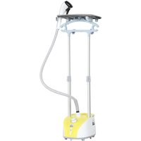 HOMCOM Défroisseur Vertical à Vapeur 1950W 2 L avec Température Ajustable en 11 Niveaux et Barre Télescopique Jaune
