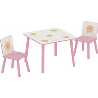 AIYAPLAY Kindertisch mit Stuhl, 2 Stühle Kinderholz-Set zum Zeichnen, Spielen, Lernen, Sternenmotiven, für Kinderzimmer, Kindergarten, Spielzimmer, Mädchen & Jungen 3-8 Jahre, rosa Aosom