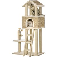 PawHut with Cat Cave incl. Toys Sisal Plush Khaki + Beige + Coffee | Aosom Ireland
