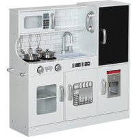 AIYAPLAY AIYAPLAY Kinderküche Spielküche mit Spielzeug Telefon, Kreidetafel, Mikrowelle, Herd, Spüle, Puppenküche mit Küchenzubehör, Eiswürfelmaschine, Spielzeugküche Geschenk für 3-8 Jahre Kinder, Weiß Aoso