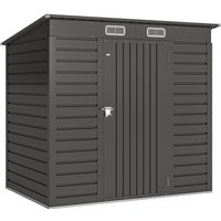 Outsunny 6.3 x 4.3FT Garden Shed. Galvanised Metal Shed, Outdoor Tool Storage Shed with Pent Roof, Lockable Door and 2 Vents, Grey