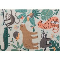 HOMCOM Tappeto in Poliestere con Motivo Giungla, Facile da Pulire, 160x120x1cm, Multicolore Aosom Italy