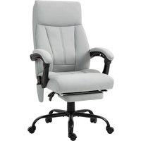 Vinsetto Massage Bürostuhl mit Liegefunktion ergonomischer Schreibtischstuhl höhenverstellbar Chefsessel mit Fußstütze Hellgrau für Büro & Homeoffice Aosom.de