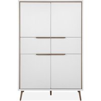 Buffet Haut - ARONA 53B - Blanc / Chene artisan - 4 portes, 2 tiroirs - 175 x 90 x 38 cm