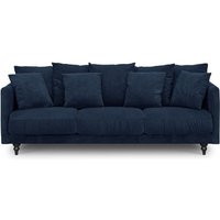 Canapé droit fixe 4 places - Tissu bleu - Classique - L 212 x P 93 cm - CONSTANCE
