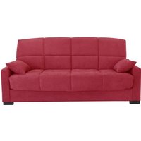 Clic clac 3 places MEGAN 14 - Tissu Soro rouge - Avec accoudoirs - Couchage 130x190 cm - L223 x P96 x H103 cm