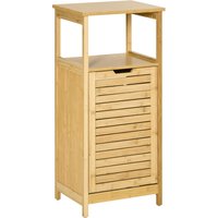 Kleankin Mobiletto Bagno Multifunzionale in MDF e Bambù con Cesto per Bucato e Giocattoli 40x30x86.5cm Colore Naturale per Organizzazione Spazio Aosom