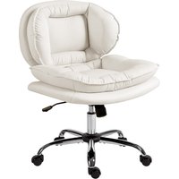 HOMCOM Chaise de Bureau Piernas Cruzadas avec Siège Large Roues Hauteur Réglable Double Rembourrage Fonction Inclinable Gris