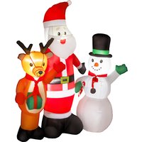 Outsunny Père Noël Gonflable 150 cm avec Renne et Bonhomme de neige Lumières LED et Gonfleur Électrique pour Jardin Extérieur Pelouse