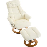 Fauteuil relax confortable avec fonction massage et chaleur, pivotant à 360°, dossier réglable et repose-pieds, tissu PU, 81x83,5x111 cm, Blanc