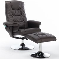 Fauteuil de massage en cuir PU, appareil de massage à 5 points et fonction chauffante, pivotant à 360°, pour salon et chambre, 79x79x106 cm, Marron
