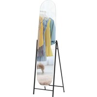 HOMCOM Miroir sur Pied Arqué 160x40 cm sans Cadre Support Métallique Miroir de Corps Entier à poser ou accrocher au Mur Noir