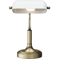 HOMCOM Lampe de Bureau Banquier avec Abat-Jour Ajustable Interrupteur Basculant pour Bureau Bibliothèque Blanc