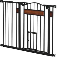 PawHut Barrière de sécurité pour Chiens de Taille Moyenne et Petite avec Fermeture Automatique, 74-105x76,2 cm, Noir