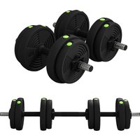 SPORTNOW Set di Manubri Regolabili 15 kg 2 in 1 Convertibili in Bilanciere, con Impugnature Antiscivolo, Nero Aosom Italy