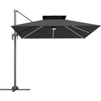 2.5m Cantilever Parasol Solar Powered LED Lights 360° Rotation Tilt Adjustment Crank Handle Dark Grey