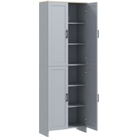 HOMCOM Freestanding Kitchen Cupboard, 4-Door Storage Cabinet Organizer with Adjustable Shelves Grey Aosom UK