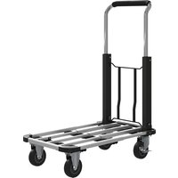 HOMCOM Chariot porte-charges pliable à plateforme extensible, 150 kg, poignée réglable – Argent