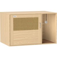 Meuble-litière PawHut 80 x 50 x 50 cm — Chêne, porte en rotin et tapis grattoir
