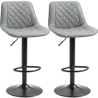 HOMCOM Set 2 Sgabelli da Bar Girevoli, Altezza Regolabile 86–106 cm, Pelle Sintetica, Schienale e Poggiapiedi, Grigio Aosom Italy