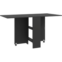 HOMCOM Folding Kitchen Table, Extendable Drop Leaf Dining Table with 2-tier Shelves, Small Dinner Table with Rolling Casters, Black Aosom UK