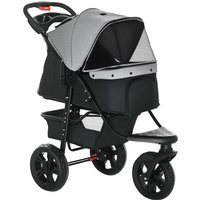 Dog Pushchair Folding Pet Stroller 3 Wheel Dog Jogger Travel Carrier Adjustable Canopy Storage Brake Mesh Window