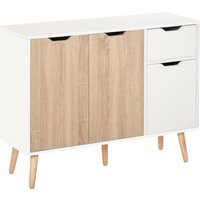 HOMCOM Sideboard Floor Standing Storage Cabinet with Drawer for Bedroom, Living Room, Home Office, Natural Aosom UK