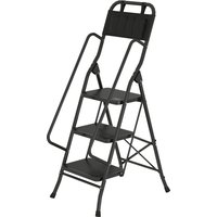 HOMCOM Échelle pliable 3 marches avec sac porte-outils — marches larges antidérapantes, noir