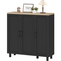 HOMCOM Buffet 3 portes avec étagères réglables — Style moderne, Noir 90 x 30 x 90 cm