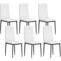 HOMCOM 6er-Set moderne Esszimmerstühle, gepolstert mit Kunstleinen, hohe Rückenlehne, Metallbeine, für Wohnzimmer, Weiß Aosom