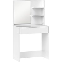 HOMCOM Coiffeuse avec miroir, table de maquillage avec tiroir et étagères, pour chambre à couch