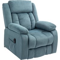 HOMCOM Fauteuil releveur avec revêtement doux, fauteuil relax avec télécommande et poches latérales, bleu