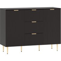 HOMCOM Sideboard kitchen storage cabinet with 3 drawers, adjustable shelves, fluted door cupboards, 120 x 40 x 90 cm, black | Aosom Ireland